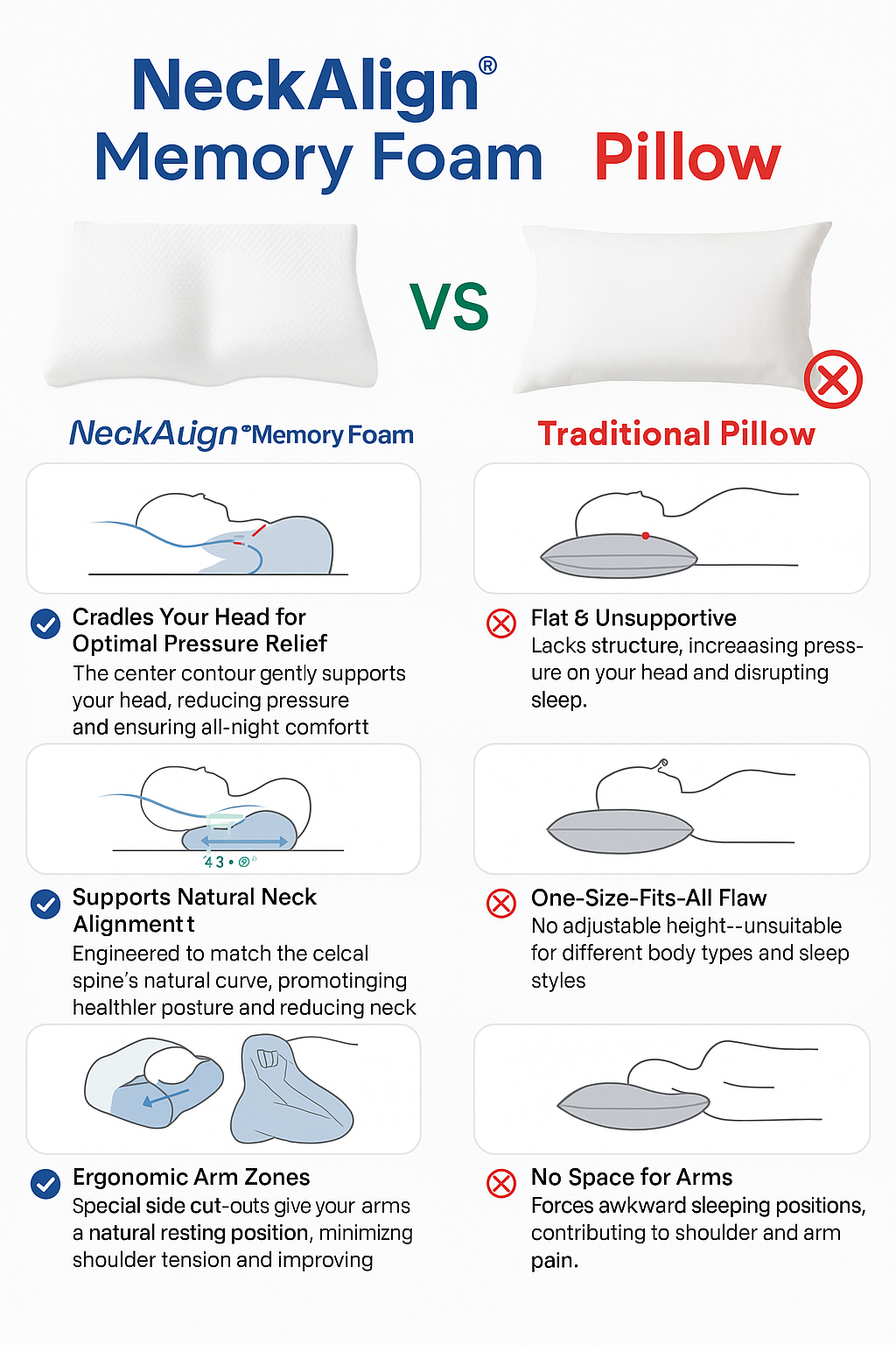 NeckAlign® Memory Foam Pillow